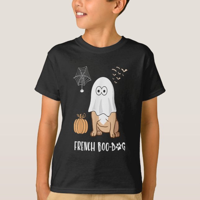 Französisches Bulldog Halloween Niedliches Boo-Dog T-Shirt (Vorderseite)