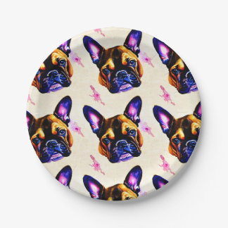 Französisches Bulldog-Kunstpapier Pappteller
