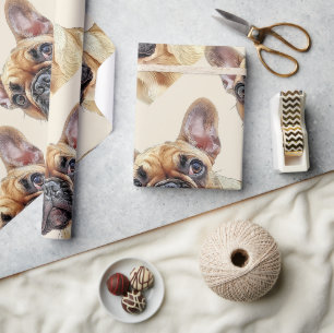 Französisches Bulldog-Süße Tier im Wasserfarbensti Geschenkpapier