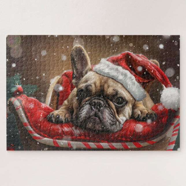 Französisches Bulldog-Weihnachtsfest (Horizontal)