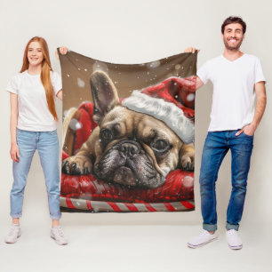 Französisches Bulldog-Weihnachtsfest Fleecedecke