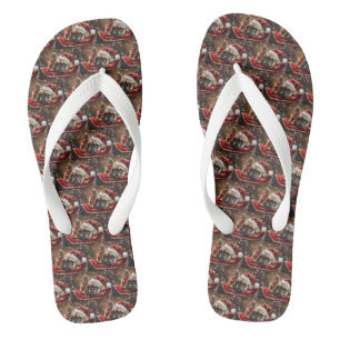 Französisches Bulldog-Weihnachtsfest Flip Flops