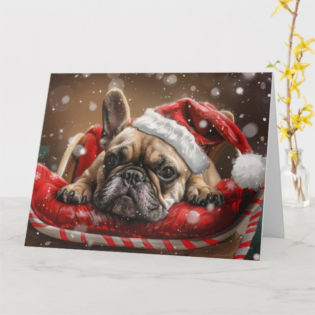 Französisches Bulldog-Weihnachtsfest Karte (Gelbe Blume)
