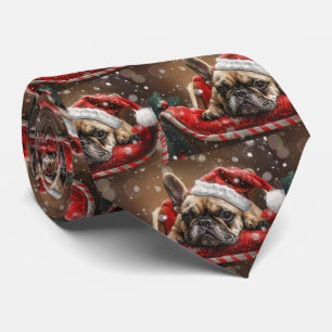 Französisches Bulldog-Weihnachtsfest Krawatte