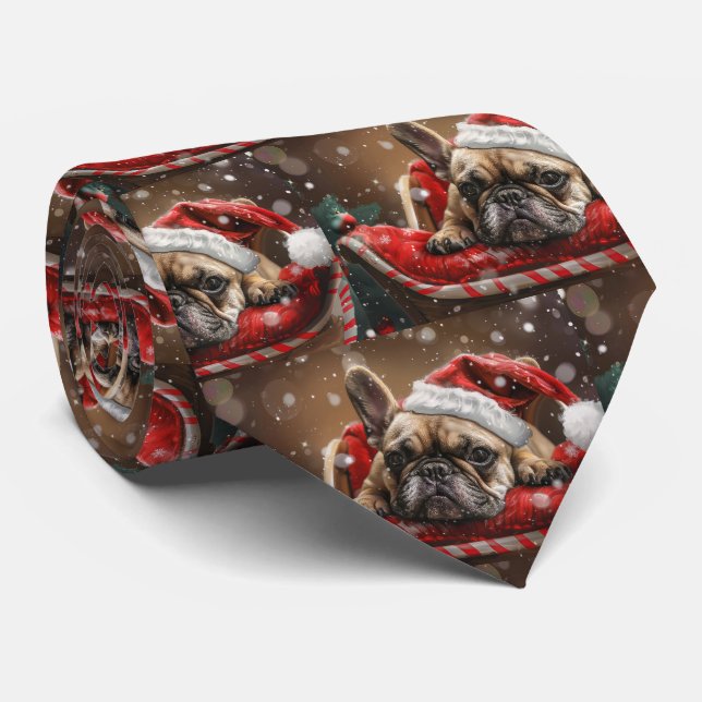 Französisches Bulldog-Weihnachtsfest Krawatte (Gerollt)