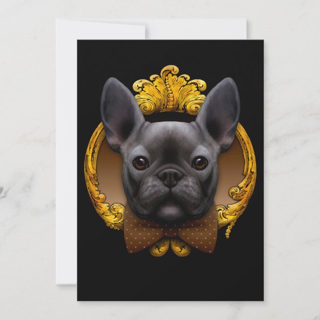 Französisches Bulldogge-Bild, blau Einladung (Vorderseite)