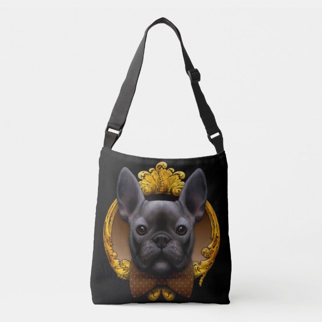 Französisches Bulldogge-Bild, blau Tragetaschen Mit Langen Trägern (Vorderseite)