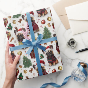 Französisches Bulldogge-Weihnachtsmuster Geschenkpapier