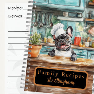 Französisches Bulldoggen-Koch Spiralrezeptbuch Notizbuch