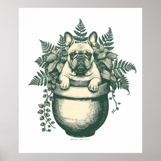 Französisches Bulldoggen-Pflanzenliebhaber-Geschen Poster
