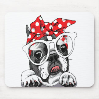 Französisches Bulldogportrait in einem Headband Mousepad