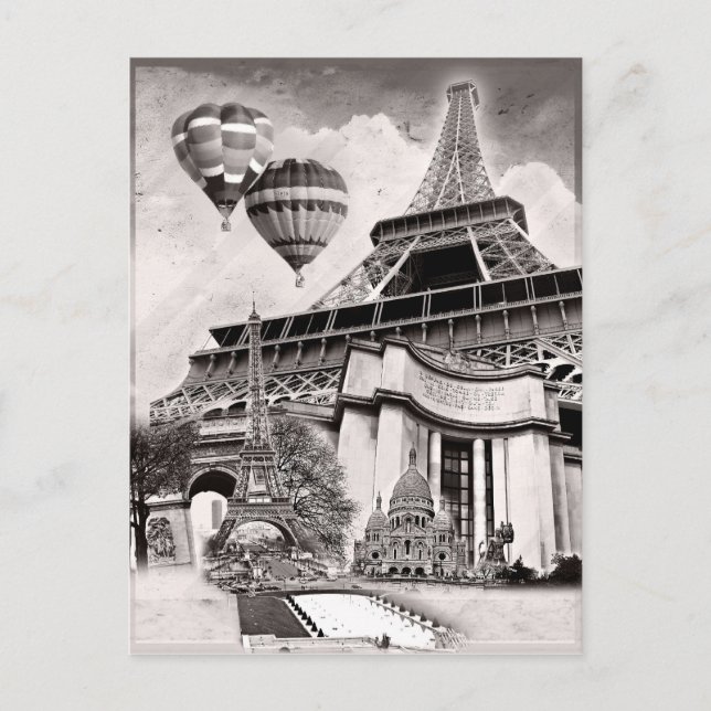 Französisches Collage v1 Postkarte (Vorderseite)