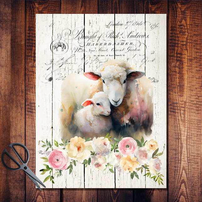 Französisches Country Floral Dorper Sheep Seidenpapier (Von Creator hochgeladen)