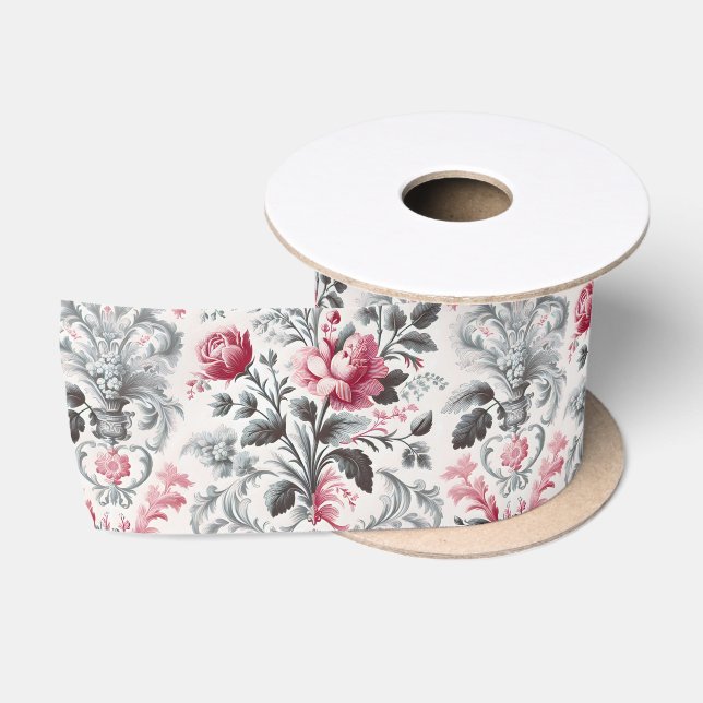 Französisches Country Toile Fleurie Rose Design Satinband (Spule)