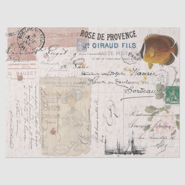 Französisches Ephemera Postal Writes Lady Tissue P Seidenpapier (Vorderseite)