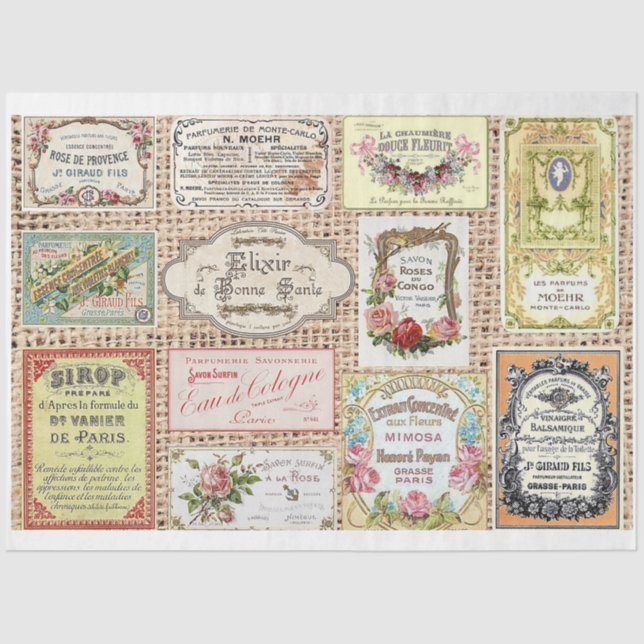 Französisches Etikettenpapier Seidenpapier (Vorderseite)