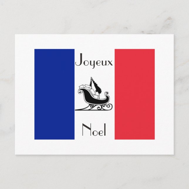 Französisches Flagge Joyeux Feiertagspostkarte (Vorderseite)