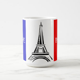 Französisches Flaggen- und Eiffelturmdesign Kaffeetasse