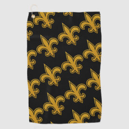 Französisches Fleur De Lis Muster Gold und Schwarz Golfhandtuch