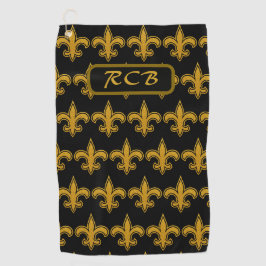 Französisches Fleur De Lis Muster Initialen Gold-N Golfhandtuch