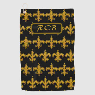 Französisches Fleur De Lis Muster Initialen Gold-N Golfhandtuch