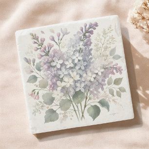 Französisches Flieder-Aquarell-Blumen-Frühling & S Steinuntersetzer