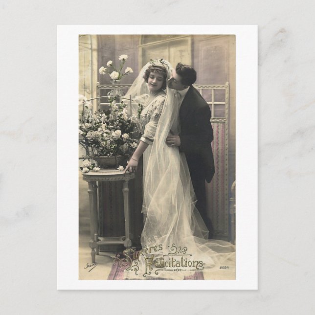 Französisches Flirt - Vintag romantische Liebe Postkarte (Vorderseite)