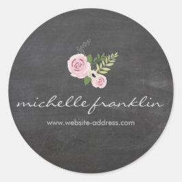 FRANZÖSISCHES FLORALBOUQUET AUF CHALKBOARD-Aufkleb Runder Aufkleber