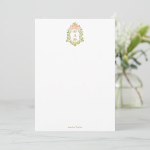 Französisches florales Monogramm personalisiertes  Dankeskarte