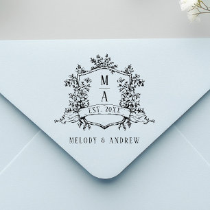 Französisches florales Wappen zur Hochzeit Gummistempel