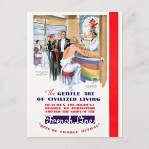 Französisches France French Line restauriertes Vin Postkarte