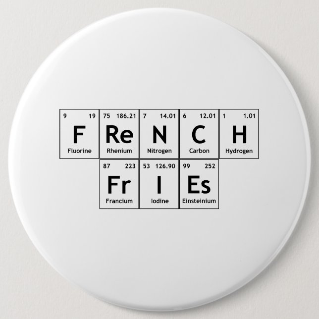 Französisches FrIEs Chemie Periodisches Tischworte Button (Vorderseite)