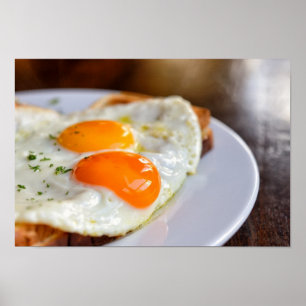 französisches Gericht Croque-Madame mit schönem ge Poster