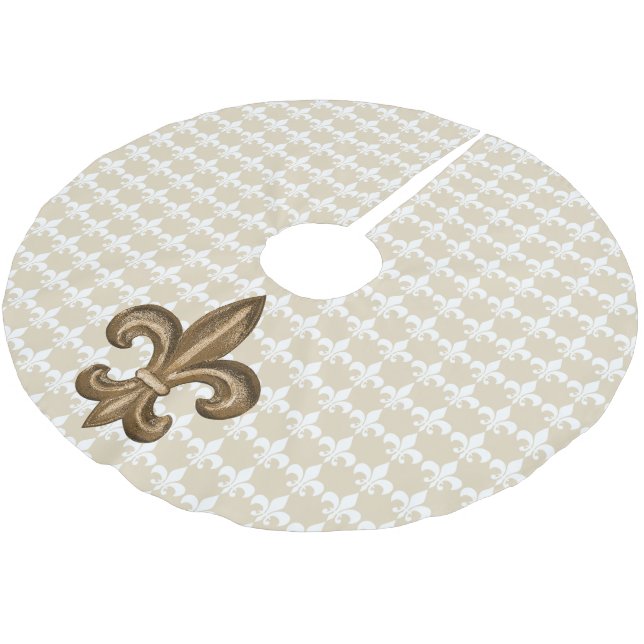 Französisches goldenes Lilien-Wappen Polyester Weihnachtsbaumdecke (Schrägansicht)