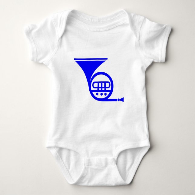 Französisches Horn - Blau Baby Strampler (Vorderseite)