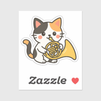 Französisches Horn Calico Katze Süße Kunst Aufkleber