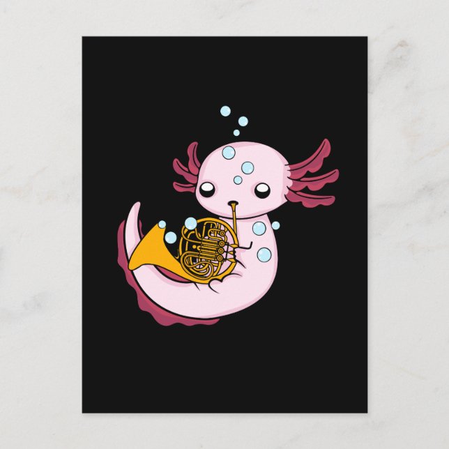 Französisches Horn Geschenk Kinder Axolotl Big Ban Postkarte (Vorderseite)