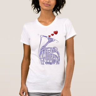 Französisches Horn mit Herz-Shirt T-Shirt