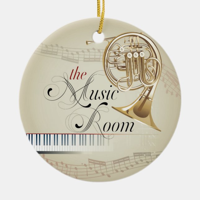 Französisches Horn-Musik-Raum Keramik Ornament (Vorne)