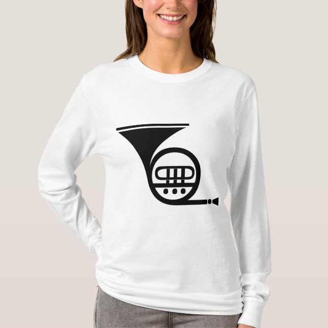 Französisches Horn - Schwarz T-Shirt (Vorderseite)