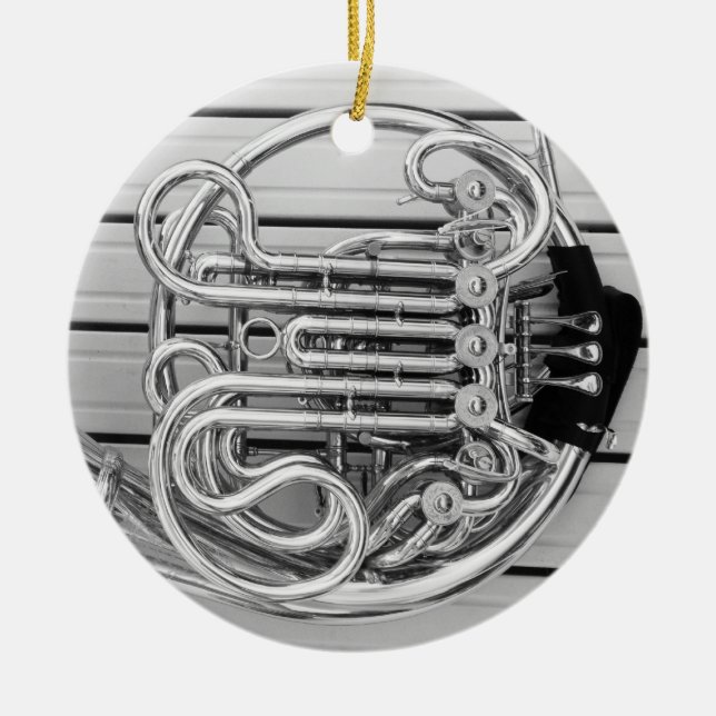Französisches Horn-Verzierung Keramik Ornament (Vorne)