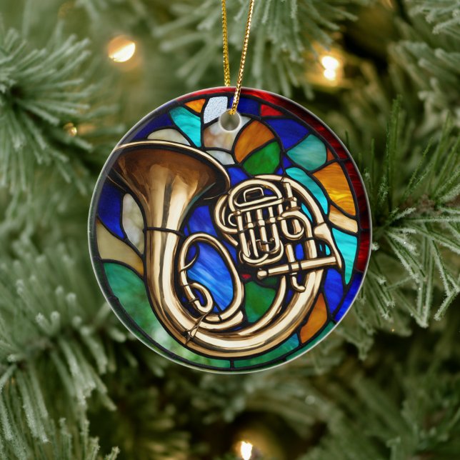 Französisches Instrument für Horn-Musik Keramik Ornament (Baum)