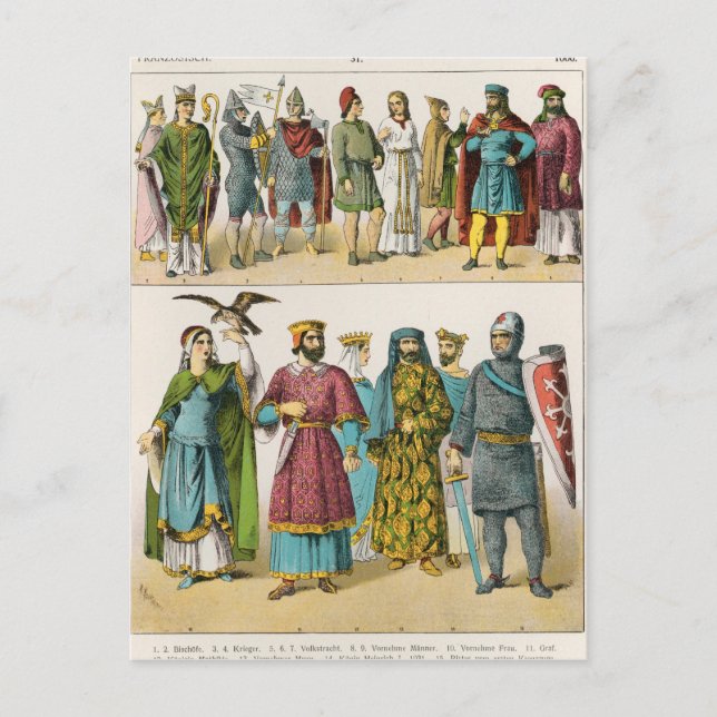 Französisches Kleid Postkarte (Vorderseite)