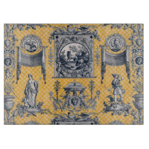 Französisches Land-blaues u. gelbes Toile Schneidebrett