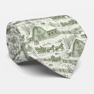 Französisches Land Grüne Winter-Toile-Landschaft Krawatte