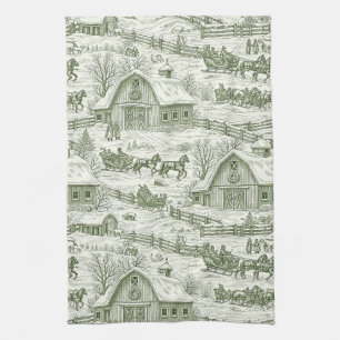 Französisches Land Grüner Winter Toile Landschaft Geschirrtuch