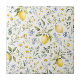 Französisches Land-Lemonen- und Wildblumenmuster Fliese