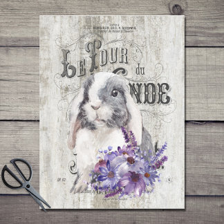 Französisches Land Lila Floral Bunny Seidenpapier