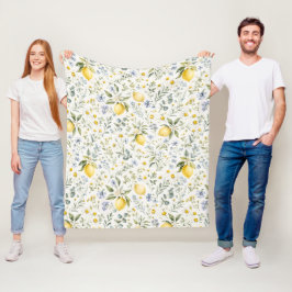 Französisches Land-Limonen- und Wildblumenmuster Fleecedecke