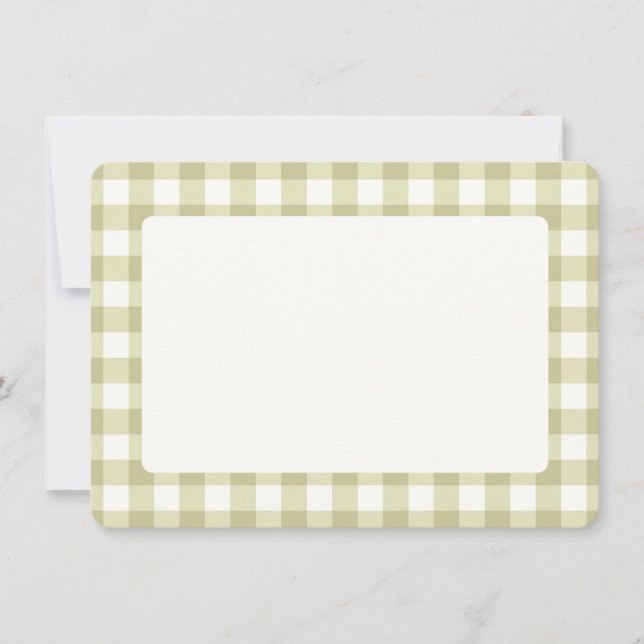 Französisches Land Meadow Gingham - Salbei grün ka Dankeskarte (Vorderseite)